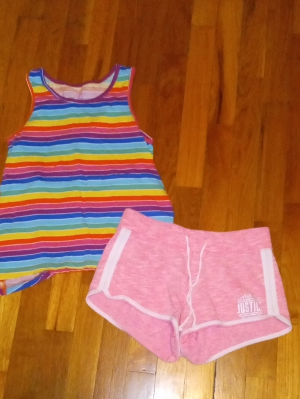 girl 10 justice pink shorts and striped tank